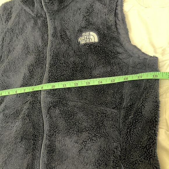THE North Face Women's Faux Fur Vest Zip Front Teddy Plush Navy Blue Size S - Picture 8 of 10